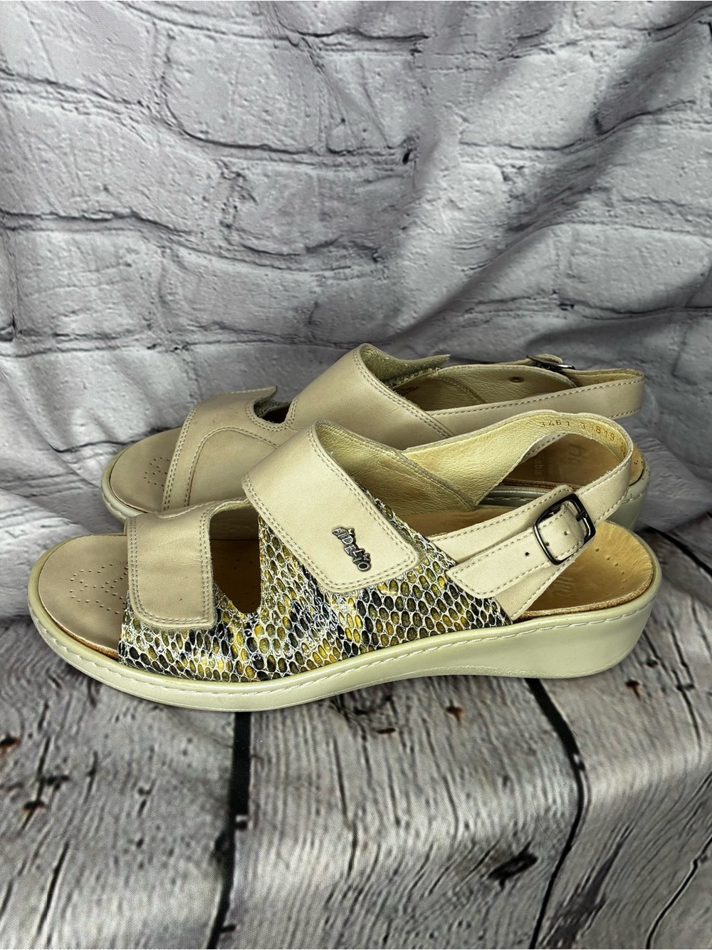Fidelio Hallux Fabia Granolachic Grannycore Beige Snake Print Comfort Sandal 39